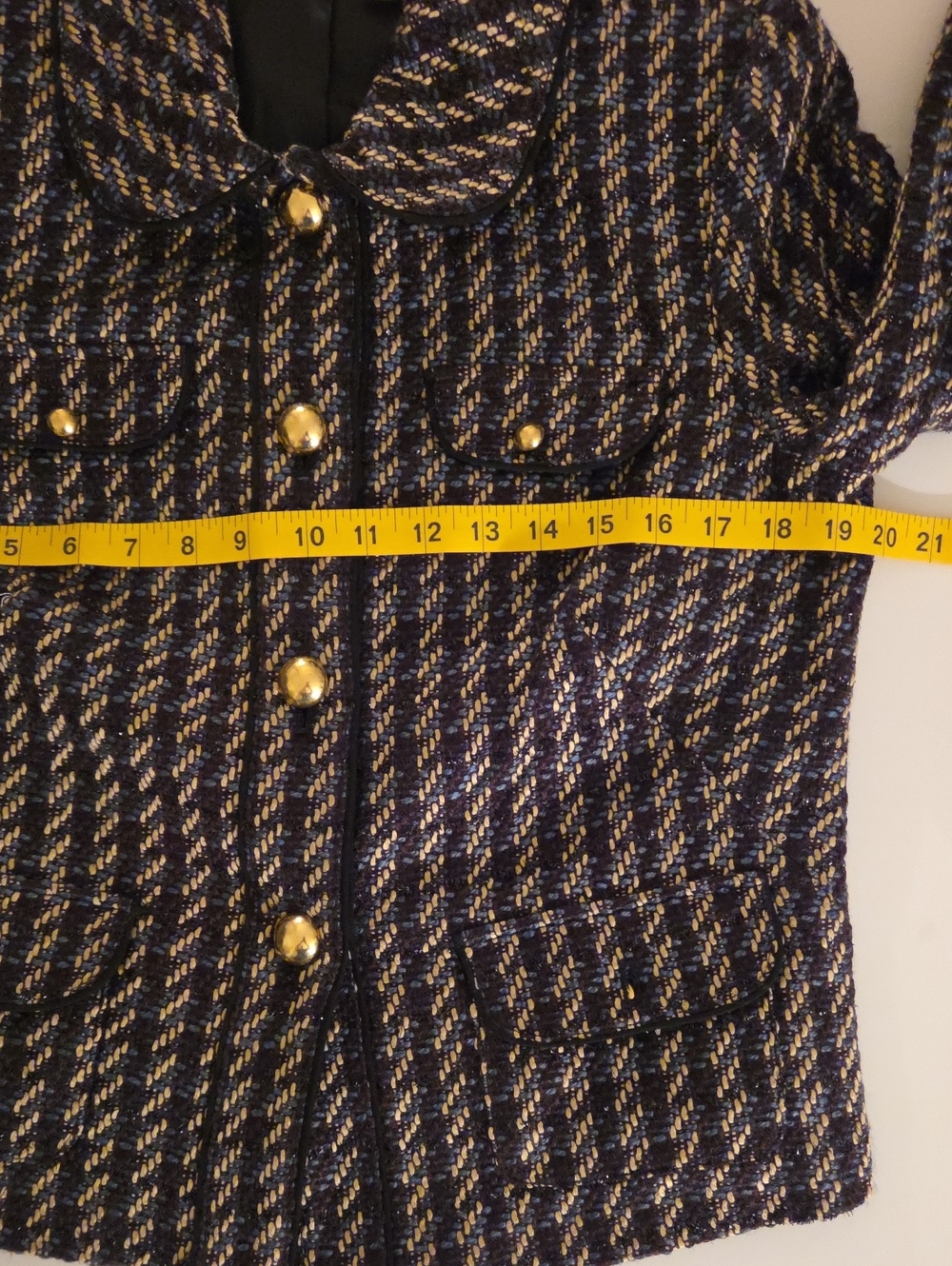 Y2K Vintage REQ Requirements Black Teal Copper Metallic Boucle Tweed Jacket 10 L